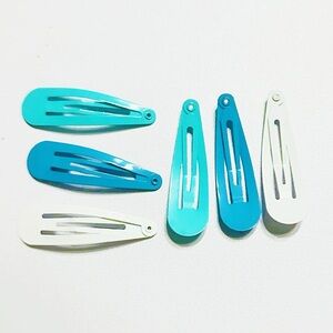 White and blue hair clips